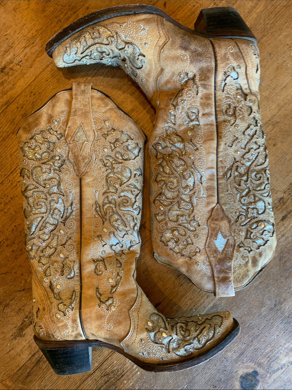 Corral Tan Leather Handcrafted Glitter Boot - Picture 15 of 16